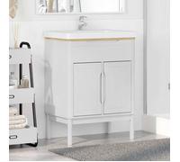 Blanc Meuble sous Lavabo de salle de bain, SARAZYJ, ARMOIRE WC MODERNE, FLORO Blanc 60 x 40 x 80 cm E2202