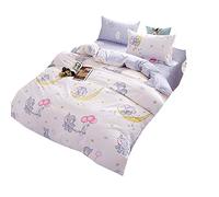 Blanc Mignonne Noël Housse de Couette, 200x200cm 3 Pièces Ensemble de Literie avec 2 taies d'oreiller 100% Microfibre Polyester (Content l'éléphant, 200x200cm pour 1.5M Lit)