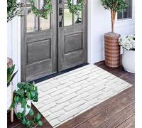 Blanc Mur De Briques Jointées Paillasson Entrée Intérieur 90X150Cm,Architecture Rétro Tapis Lavable en Machine Antidérapant Rugs Moquette Poil Ras Doux pour Chien,Cuisine,Porte Et Couloir