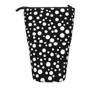Blanc & Noir Big Dot Print Stand Etui Télescopique Crayon Pochette Pop Up Crayon Pouch Pen Pouch Maquillage Trousse Cosmétique