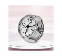(blanc) Nouvelle montre-bague créative à cadran circulaire en alliage avec coque pour couple hommes