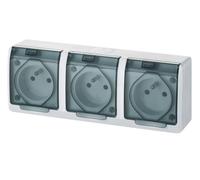 BLANC NT 3X PRISE Z/U AVEC CLAPET FUMÉE IP44 HERMES 0323-01