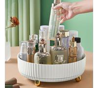 （Blanc）Organisateur de maquillage, vitrine de rangement de bureau cosmétique pivotant à 360 degrés, bol à parfum rond de grande capacité, adapté aux bijoux, aux pinceaux