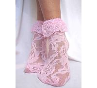Blanc ou Noir Dentelle + Ruche Haut Femmes Chaussettes Sexy Lingerie P574