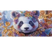 Blanc Peinture Diamant, Panda Diamond Painting Adulte XXL 100x200cm, 5D Diamant Painting Enfant Débutant, DIY Diamond-painting Strass Point de Croix Kit pour Decoration Maison Murale, Cadeau, Model87
