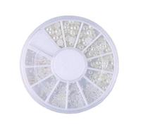 Blanc Perle Différent Nail Art Pierre Taille Roue Strass Perles Pour Le Mariage Nail Art, Birthday Party Décoration - Blanc