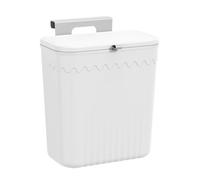 Blanc Premium Poubelle Suspendue Cuisine 27x13x29 Cm, 4.05L, PP, Ouverture Coulissante + Rabattable, Idéale Pour Cuisine, Salle De Bain, Dortoirs