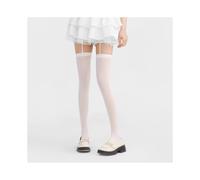 (Blanc pur)Medias sexis blancas avec ceinture pour femme, medias de banda ancha con tirantes, medias