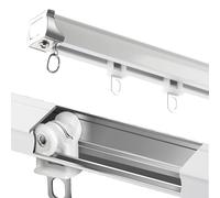 Blanc Rail de Plafond pour Rideau, Barre a Rideau Coulissants pour Fenêtre Balcons Chambre, Jeu de Rails à Rideaux PVC, 1 Voie, Droit, Robuste, 40cm-500cm(180cm/5.9FT)