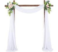 (Blanc) Rideau de décoration d'arc de mariage avec 2 guirlandes de fleurs artificielles