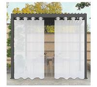 Blanc Rideau D'extérieur Transparent Imperméables Rideaux Semi Transparents L500xH120cm Rideaux de fenêtre Rideau avec œillet Supérieur en Acier Inoxydable pourJardin Patio pergola Cabana 2 PCS