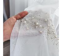 Blanc Rideau Transparent , Moderne En Polyester À Fausse Perle Rideau Transparent Filtrant La Lumière Pour Domicile 130*100,100*200,210*134,250*200,150*250,132*183,132*213,200*260,300*260UnicolorePoly