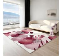 Blanc Rose Tapis 3D Imprimé Area Rug Abstrait Géométrique Floral Tapis Aquarelle Chambre Salon La Chambre des Enfants Home Decor Tapis Moelleux - Nettoyage Facile ，avec Support - 140 x 200 cm