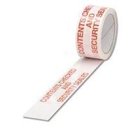 Blanc/rouge Polypropylène ruban Imprimé contenu à carreaux et de sécurité scellé 50 mm x 66 m [Lot de 6]