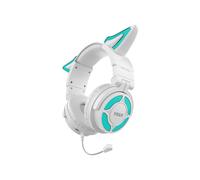 (blanc, sans boîte) Nouveau casque sans fil RVB Fox Ear avec microphone ENC Mode jeu Prise en charge du casque