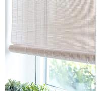 Blanc Store Enrouleur Bambou,Rideau Occultant en Bambou Exterieur,80% Crème Solaire Ombrage Stores Venitien,pour Fenêtres,Patio,Portes,Porche,Stores À Rouleaux Romains (100x140cm/39x55in)