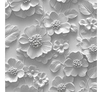 Blanc Style Relief Fleurs Papier Peint Autocollant 0.52X20 M Meuble Film Décoratif Effet 3D Imperméable Mat Stickers Collant Rouleau Facile à Nettoyer et Amovible pour Surface Porte Armoire Cuisine
