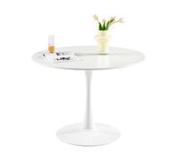 Blanc Table à Manger Ronde Moderne, Table de Bar, Bureau, Convient pour la Cuisine, Manger, pour 2 à 4 Personnes, Diamètre 100 cm