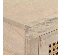 Blanc Table console - CLARENCE - Meuble couloir - 100x35x76 cm - Bois de manguier et canne naturelle CC409