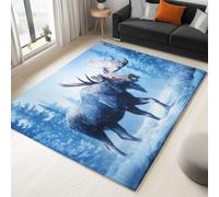 Blanc Tapis Art Fantastique Élan d'hiver Tapis Salon Anti-Slip Lavable À Poils Courts Doux Antidérapant 90 x 150 cm, pour Salon Chambre Cuisine Bureau & Salle À Manger Moquette