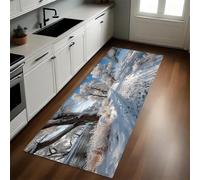 Blanc Tapis de Cuisine Paysage enneigé sur Un Chemin d'hiver Long Lavable Antidérapant Antifatigue Devant Évier Décoration Paillasson 40 x 120 cm