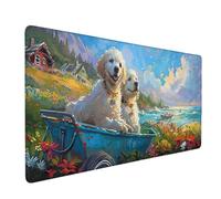 Blanc Tapis de Souris Chien Tapis de Souris XXL 700 x 300 mm Mouse Pad Gaming en Caoutchouc Antidérapant et Imperméable Desk Mat pour PC, Ordinateur Portable, Maison, Gamer, Accessoires Bureau s428