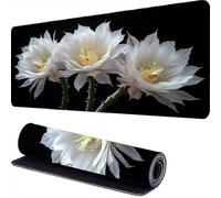 Blanc Tapis de Souris Gamer 700 x 300 x 3mm Fleurs Tapis Souris XXL Extended Mousepad Desk Mat avec Base en Caoutchouc Antidérapant, Imperméable Mouse Pad, pour Ordinateur, PC, Bureau, Maison r-8