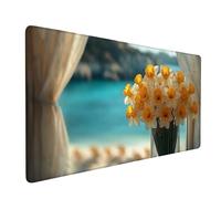 Blanc Tapis de Souris Gaming Fleur Grand Tapis de Souris XXL 1000 x 500 x 3mm, Mouse Pad avec Base AntidéRapante ImperméAble à l'eau, Vitesse et la précision Améliorées, pour PC, Travail, Model 659