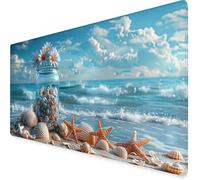 Blanc Tapis de Souris XXL 100 x 50 cm, Tapis Souris ChrysanthèMe Sous Main Bureau avec 3MM Bords Cousus, Imperméable Mouse Pad Base en Caoutchouc Antidérapant Surface pour Gamer, PC, Cadeau -yym2509C4