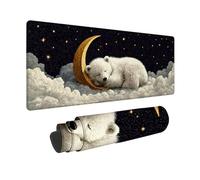 Blanc Tapis de Souris XXL 120x60cm, Tapis de Souris Ours Polaires sous Main Bureau avec Bords Cousus, Imperméable Mouse Pad Base en Caoutchouc Antidérapant Surface pour Gamer, PC, Cadeau -zjn2509NK