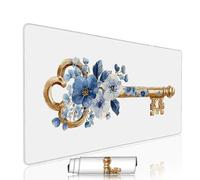 Blanc Tapis de Souris XXL 1400x600x3mm Gaming sous Main Bureau Grand Tapis de Souris Gamer Clé Accessoire Bureau Travail Ordinateur Portable Clavier Mousepad Bords Cousus, Base en Caoutchouc w-7752