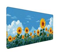 Blanc Tapis de Souris XXL 1500 x 800 mm, Tapis Souris Tournesol sous Main Bureau avec 3MM Bords Cousus, Imperméable Mouse Pad Base en Caoutchouc Antidérapant Surface pour Gamer, PC, Cadeau -bby2509C4