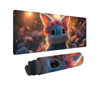 Blanc Tapis de Souris XXL 60x30cm, Tapis Souris Lapin sous Main Bureau avec 3MM Bords Cousus, Imperméable Mouse Pad Base en Caoutchouc Antidérapant Surface pour Gamer, PC, Cadeau -hjw260195