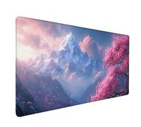 Blanc Tapis de Souris XXL 80 x 30 cm, Tapis Souris Fleurs De Cerisier sous Main Bureau avec 3MM Bords Cousus, Imperméable Mouse Pad Base en Caoutchouc Antidérapant Surface pour Gamer, PC -bby2509C8