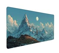 Blanc Tapis de Souris XXL 80 x 30 cm, Tapis Souris Montagne sous Main Bureau avec 3MM Bords Cousus, Imperméable Mouse Pad Base en Caoutchouc Antidérapant Surface pour Gamer, PC, Cadeau -bby25094C