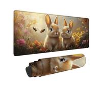 Blanc Tapis de Souris XXL 800 x 300 mm, Tapis Souris Lapin sous Main Bureau avec 3MM Bords Cousus, Imperméable Mouse Pad Base en Caoutchouc Antidérapant Surface pour Gamer, PC, Cadeau -hjw2601K1