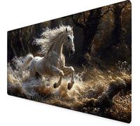 Blanc Tapis de Souris XXL 80x40cm, Tapis Souris Cheval sous Main Bureau avec 3MM Bords Cousus, Imperméable Mouse Pad Base en Caoutchouc Antidérapant Surface pour Gamer, PC, Cadeau -yym2509MT