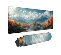 Blanc Tapis de Souris XXL 90x30cm, Tapis de Souris Montagne sous Main Bureau avec Bords Cousus, Imperméable Mouse Pad Base en Caoutchouc Antidérapant Surface pour Gamer, PC, Cadeau Femme -zjn2509C1