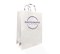 blanc texturé sur le thème "Photographe" 18X26cm - 120g - Poignée torsadée - Lot de 350
