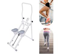 Blanc Vélo elliptique portable Stepper pliable Hauteur réglable Appareil de fitness pour la maison avec écran LCD et poignée