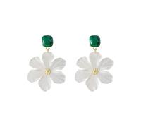 Blanc vert contrastant fleur boucles d'oreilles, boucles d'oreilles fraîches en acrylique, tempérament doux accessoires, adapté pour les déplacements quotidiens et les femmes Dating à porter
