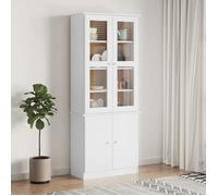 Blanc Vitrine en verre - Buffet bahut de rangement - armoire console, ALTA blanc 77 x 35 x 186,5cm - Bois de pin massif 2232254