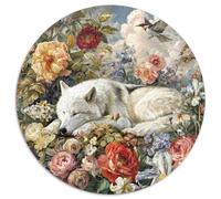 Blanc Wolf Lying on The Flower Bed 1000 Pièces, Puzzle Impossible pour Adultes, Cadeaux, pour Enfants1000pcs (67.5x67.5cm)