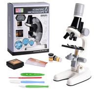 (Blanc) Zoom Microscope pour enfants Laboratoire de biologie LED 1200x Kit d'expérimentation scientifique