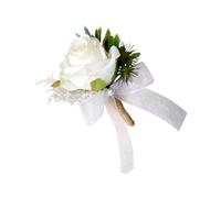 Blanche et Verte Broche de Mariage Fleur en Soie pour Banquet | Broche du Marié, Mariée, Style Élégant, Décoration de Fête, Blanc Vert