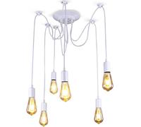 Blanche moderne Lumière d'araignée réglable, éclairage de plafond industriel Edison, lustre E27 (6 bras)