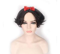 Blanche-neige princesse femmes courte perruque de Cosplay noir bouclés haute température Fiber résistant à la chaleur synthétique perruques PL-683