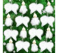 Blanche Plume Et Ange De Visage Souriant Poupée Deco Noel 16 Pièces Réutilisable Pendentif Blanc Ailes en Plumes d'arbre De Noël Accessoires pour Extérieur Et Intérieur Décorations De Noël