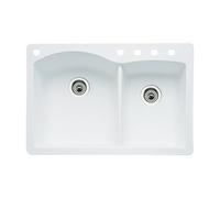 BLANCO 440216-5 Diamant 5 Double-basin Drop-In ou encastrable en granit évier de cuisine, Blanc