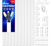 Blanco 4M Self-Adhesive Wall Cable Management,Cable Management Cable Cover for TV & Office,10 Pieces,L400mm x W24mm x H14mm,Blanco